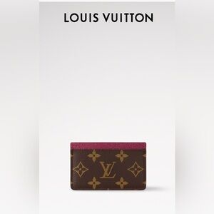 Louis Vuitton Monogram Card Holder with Pink Trim